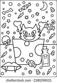 Unique Halloween Coloring VFector Illustration Pages
