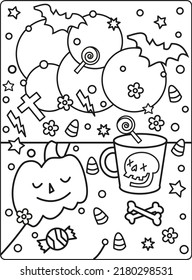Unique Halloween Coloring VFector Illustration Pages