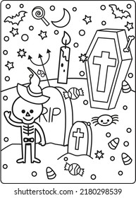 Unique Halloween Coloring VFector Illustration Pages