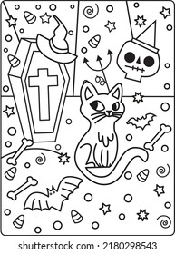 Unique Halloween Coloring VFector Illustration Pages