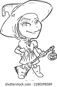 Unique Halloween Coloring VFector Illustration Pages