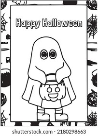 Unique Halloween Coloring VFector Illustration Pages
