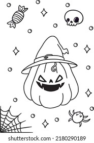 Unique Halloween Horror Pumpkin, Boo, Cat, Witch, Wolf, Character, Hat and More Element Vector Illustrations