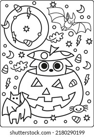 Unique Halloween Horror Pumpkin, Boo, Cat, Witch, Wolf, Character, Hat and More Element Vector Illustrations