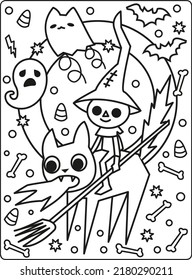 Unique Halloween Horror Pumpkin, Boo, Cat, Witch, Wolf, Character, Hat and More Element Vector Illustrations