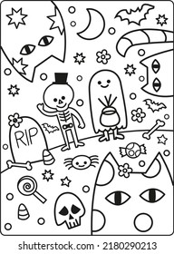 Unique Halloween Horror Pumpkin, Boo, Cat, Witch, Wolf, Character, Hat and More Element Vector Illustrations