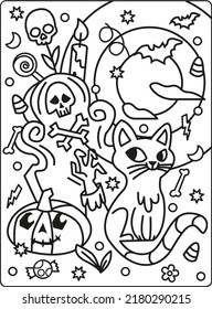 Unique Halloween Horror Pumpkin, Boo, Cat, Witch, Wolf, Character, Hat and More Element Vector Illustrations