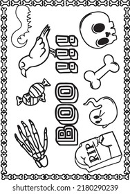 Unique Halloween Horror Pumpkin, Boo, Cat, Witch, Wolf, Character, Hat and More Element Vector Illustrations