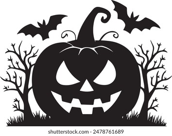 Vector de silueta de calabaza de Halloween único 