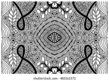 Unique hand drawn abstract vector floral background
