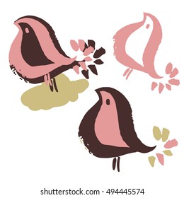 Unique hand drawn birds 