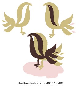 Unique hand drawn birds 