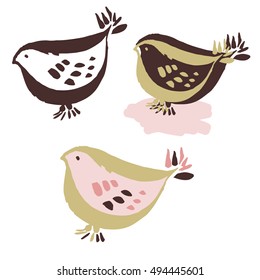 Unique hand drawn birds 