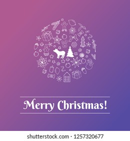 Unique hand drawn christmas design for poster, greeting card