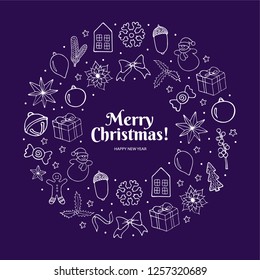 Unique hand drawn christmas design for poster, greeting card