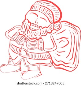 Einzigartige handgezeichnete Weihnachtselemente: Fröhlicher Weihnachtsmann Vektor