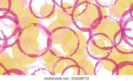 Impresión textil con sello de círculo dibujado a mano. Forma redondeada de blob elementos superpuestos vectores patrón sin soldadura. El círculo de textura de tinta marca el adorno textil.