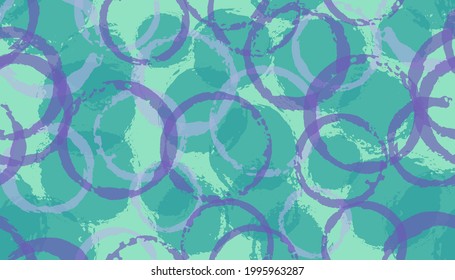 Unique hand drawn circles geometry fabric print. Circular spot overlapping elements vector seamless pattern. Ink texture circles geometry fabric seamless.