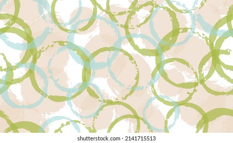 Unique hand drawn circles geometry fabric print. Round shape spot overlapping elements vector seamless pattern. Ink texture circles geometry fabric print.