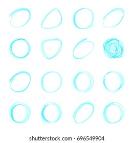 Unique hand drawn color highlight shapes of cirles for logo design.