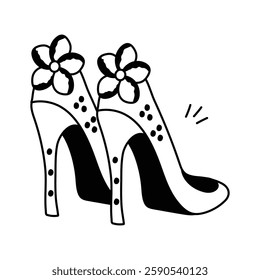 Unique hand drawn icon of high heels in trendy style