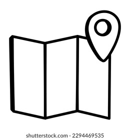 A unique hand drawn icon of navigation map 