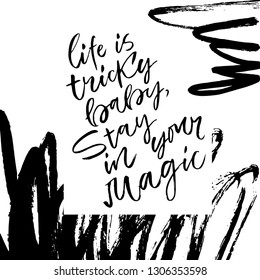 unique hand drawn inspirational girl power quote. Template for the design of notebooks, clothing, posters, cards, diaries, fabrics or bullet journal. Vector illusration.