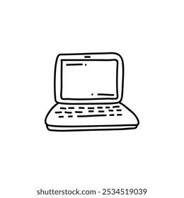 Unique hand drawn laptop icon in a clean black and white outline, adding a modern, personal touch to your creative projects.