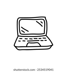 Unique hand drawn laptop icon in a clean black and white outline, adding a modern, personal touch to your creative projects.