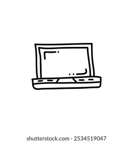 Unique hand drawn laptop icon in a clean black and white outline, adding a modern, personal touch to your creative projects.
