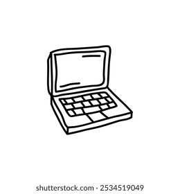 Unique hand drawn laptop icon in a clean black and white outline, adding a modern, personal touch to your creative projects.