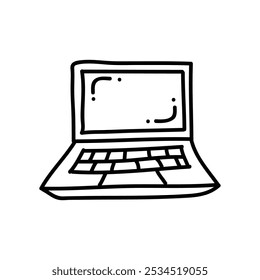 Unique hand drawn laptop icon in a clean black and white outline, adding a modern, personal touch to your creative projects.