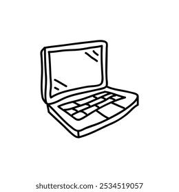 Unique hand drawn laptop icon in a clean black and white outline, adding a modern, personal touch to your creative projects.