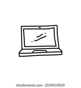 Unique hand drawn laptop icon in a clean black and white outline, adding a modern, personal touch to your creative projects.