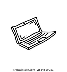 Unique hand drawn laptop icon in a clean black and white outline, adding a modern, personal touch to your creative projects.