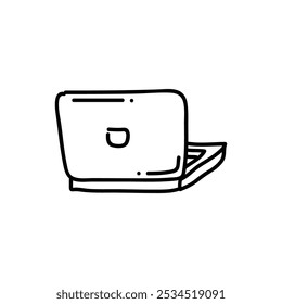 Unique hand drawn laptop icon in a clean black and white outline, adding a modern, personal touch to your creative projects.