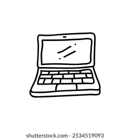 Unique hand drawn laptop icon in a clean black and white outline, adding a modern, personal touch to your creative projects.