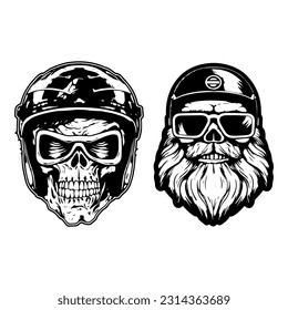 Unique hand drawn logo design featuring a skull zombie with a motorcycle biker helmet, representing rebellion, danger, and a fearless spirit