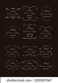 Unique hand drawn logo template collection. Hand drawn doodle frames.Vector design elements.Cute Card Design Template for  8 march,Birthday, Anniversary, Wedding, Baby Shower.Colorful detailed vector 
