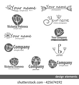 Unique hand drawn logo template collection. Abstract hand sketched shapes for branding design for greeting cards, business cards, covers, and more