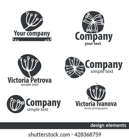 Unique hand drawn logo template collection. Abstract hand sketched shapes for branding design for greeting cards, business cards, covers, and more