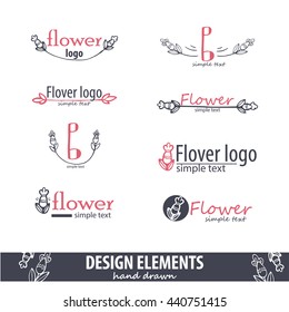 Unique hand drawn logo template collection. Abstract hand sketched shapes for branding design for greeting cards, business cards, covers, and more