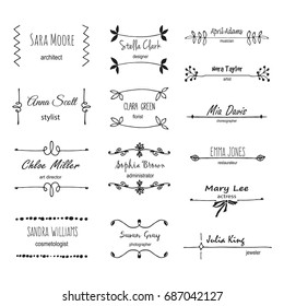 Unique hand drawn logo template collection. Abstract sketched vector  shapes for branding design. Ink texture.
