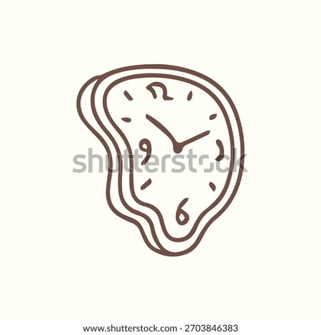 A unique hand drawn melting clock doodle icon symbolizing the fluid and distorted nature of time with surreal artistic flair perfect for abstract themes