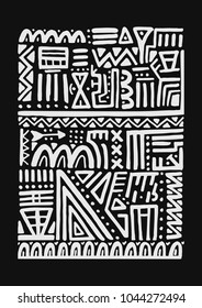 Unique hand drawn poster with abstract shapes in scandinavian style. Vector illustration.