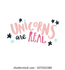 Unique hand drawn quote about unicorn