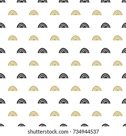 Unique hand drawn seamless pattern with abstract shapes. Vector illustration in monochrome scandinavian style.