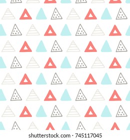 Unique hand drawn seamless pattern with abstract shapes. Vector illustration in scandinavian style.