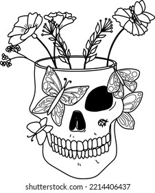 unique hand drawn skull illustration