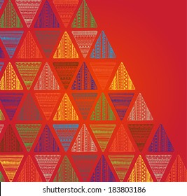 Unique hand drawn triangle pattern. Vector  tribal ethnic background. Geometric abstract texture.  Used Clipping Mask for easy editing.